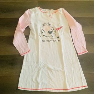 Women's Letter & Cartoon Nightgown White
